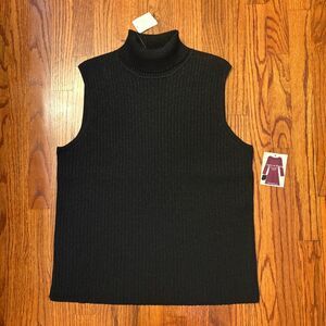 CABLE & GAUGE NWT Black Metallic Sleeveless Turtleneck Sweater Top 2X